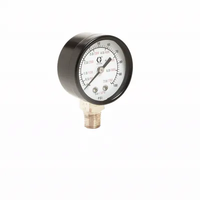 Graco Low Pressure Air Gauge, bottom mount, 0-200 psi (0-14 bar) pressure range (Graco photo)