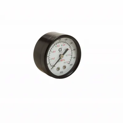 Graco Low Pressure Air Gauge, back mount, 0-200 psi (0-14 bar) pressure range (Graco photo)
