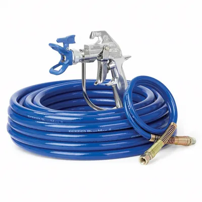 Graco Silver Plus Airless Spray Gun, RAC X LTX 517, BlueMax II Airless Hose 3/8 in x 50 ft, BlueMax II Airless Whip Hose 1/4 in x 3 ft (Graco photo)
