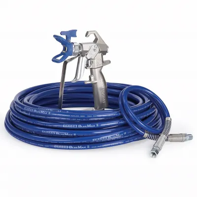 Graco Contractor Airless Spray Gun, RAC X LTX 517, BlueMax II Airless Hose 1/4 in x 50 ft, BlueMax II Airless Whip Hose 3/16 in x 3 ft (Graco photo)